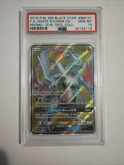 2018 Pokemon SM Black Star Promo Full Art White Kyurem GX Gem Mint PSA 10 - Image 1