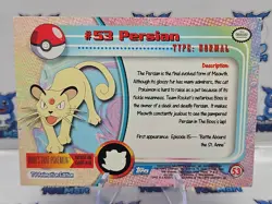 Pokemon PERSIAN # 53, SERIES 1, YEAR 1999, TOPPS, BLUE LOGO IN LP CONDITION - Image 2