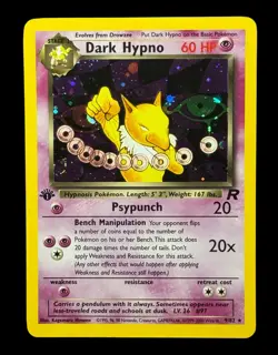 Pokemon 1st Edition Team Rocket Dark Hypno Holo 9/82 - NM/EX! Partial SwirL!🌀 - Image 1