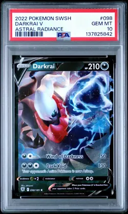 2022 POKEMON SWORD & SHIELD ASTRAL RADIANCE #098 DARKRAI V PSA 10 - Image 1