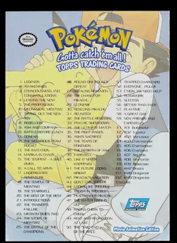 Pokemon Card - Pokemon Checklist Topps Movie Animation Edition Blue Logo - Image 2
