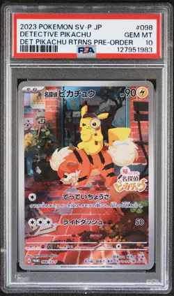 2023 POKEMON JPN SV-P PROMO #098 DETECTIVE PIKACHU PSA 10 - Image 1