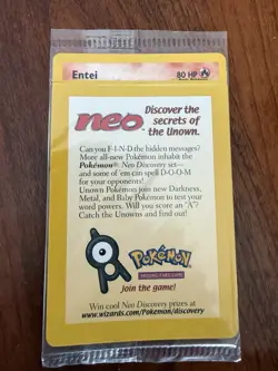Sealed 2001 Entei #34 Reverse Holo Pokemon TCG Black Star Movie Promo MINT - Image 1