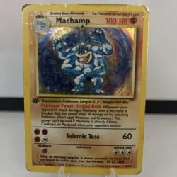Pokemon TCG Machamp Holo Rare 1st Edition Base Set 1995 Vintage Card Hp - Image 1