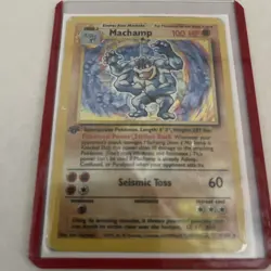 Pokemon TCG Machamp Holo Rare 1st Edition Base Set 1995 Vintage Card Hp - Image 4