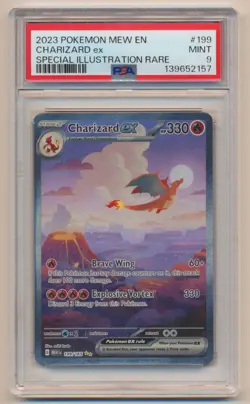PSA 9 Pokemon 151 Special Illustration Rare SIR Charizard EX MEW EN 199/165 MINT - Image 1
