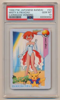 PSA 10 Pokemon 1998 JAPANESE Bandai Misty & Pikachu Cardass Vending #23 GEM MINT - Image 1