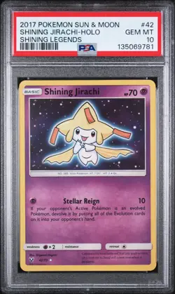 2017 POKEMON SUN & MOON SHINING LEGENDS #42 SHINING JIRACHI-HOLO PSA 10 - Image 1
