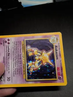 Pokemon TCG Alakazam Base Set Holo Card 1/102 Unlimited Rare Damaged - Image 5