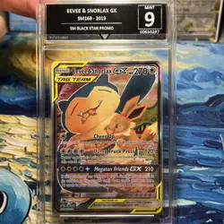 Eevee & Snorlax GX Black Star Promo SM169, GET GRADED 9 Pokemon Card - Image 1