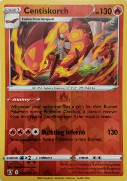 030/163 CENTISKORCH REVERSE HOLO BATTLE STYLES POKEMON CARD - Image 1