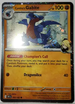 Fart Swirl 🌀 Cynthia's Gabite 103/182 Cosmos Holo Rare Pokemon TCG 🌀 - Image 1