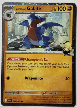 Fart Swirl 🌀 Cynthia's Gabite 103/182 Cosmos Holo Rare Pokemon TCG 🌀 - Image 3