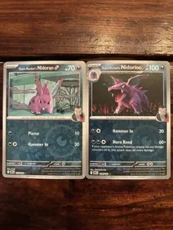 Pokemon TCG Team Rocket’s Nidoran 117/182 & Nidorino 118/182 Reverse Holo LOT! - Image 1