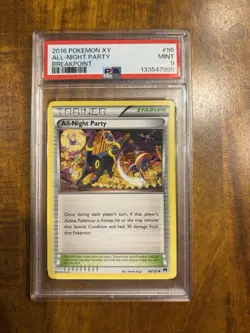 Low Pop PSA 9 All Night Party Non Holo XY Breakpoint 96/122 Pokemon - Image 1