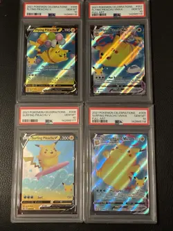 SEQUENTIAL PSA 10 Flying Surfing Pikachu V VMAX Pokemon Celebrations 007 009 SET - Image 1