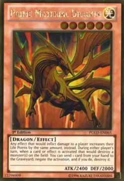 Yugioh! MP Prime Material Dragon - PGLD-EN065 - Gold Rare - 1st Edition Moderate - Image 1