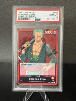 2022 ONE PIECE OP01-ROMANCE DAWN #001 RORONOA ZORO PSA 10 - Image 1