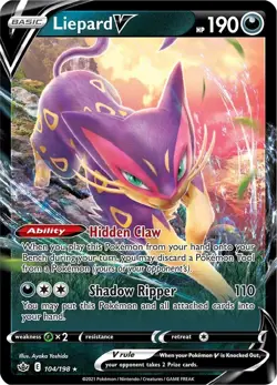 Liepard V 104/198 Ultra Rare Holo SWSH06: Chilling Reign Pokemon Card - Image 1