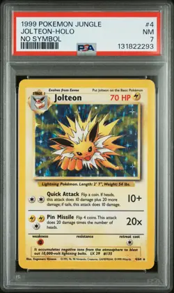 1999 POKEMON JUNGLE NO SYMBOL #4 JOLTEON-HOLO PSA 7 - Image 1
