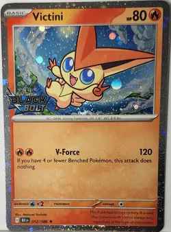 🌀 Pokemon Stamped Victini Fart Swirl 🌀 012/086 Cosmo Holo Bleed Error Rare 💫 - Image 1