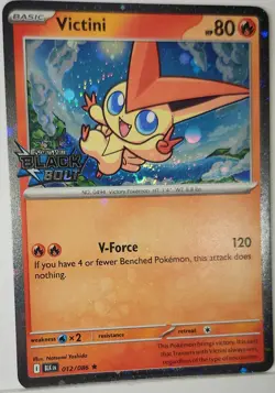 🌀 Pokemon Stamped Victini Fart Swirl 🌀 012/086 Cosmo Holo Bleed Error Rare 💫 - Image 2