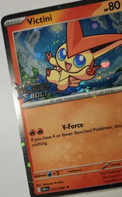 🌀 Pokemon Stamped Victini Fart Swirl 🌀 012/086 Cosmo Holo Bleed Error Rare 💫 - Image 3