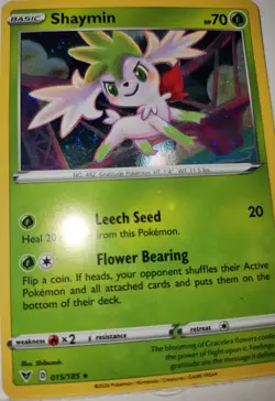 Fart Swirl 🌀🌀🌀 Shaymin 015/185 Cosmo Holo Bleed Error Rare Pokemon TCG 💫 - Image 4