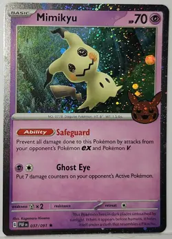 Fart Swirl 🌀 Mimikyu 037 Cosmo Holo Bleed Error Rare Pokemon Trick Or Trade 24 - Image 2