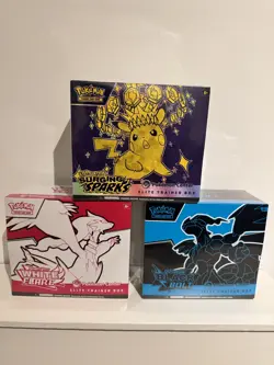 3X Pokemon Center ETB bundle - New, Sealed Surging Sparks Black Bolt White Flare - Image 1