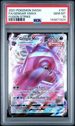 2021 POKEMON SWORD & SHIELD FUSION STRIKE #157 FULL ART/GENGAR VMAX PSA 10 - Image 1