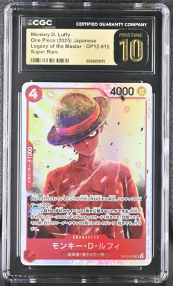 ONE PIECE Monkey D Luffy OP12-015 SR Legacy of the Master JPN CGC PRISTINE 10 - Image 1