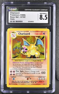 CGC 8.5 Charizard 1999 Base Set 4/102 Holo Pokemon Card - Image 1