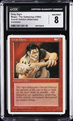 1995 MAGIC: THE GATHERING FOURTH ED (ALTERNATE) - COMMON GRAY OGRE CGC 8 - Image 1