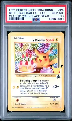 2021 POKEMON CELEBRATIONS CLASSIC COLL #24 BIRTHDAY PIKACHU-HOLO PSA 10 - Image 1