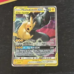 Pokemon Pikachu & Zekrom GX TAG TEAM Ultra Rare Holo Sm-Team Up 240 HP 33/181 - Image 1