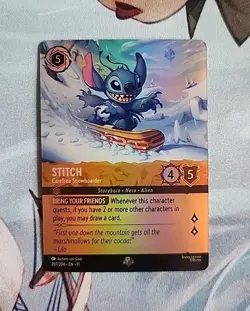 Disney Lorcana Winterspell Stitch Carefree Snowboarder Epic - Image 1