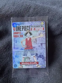 One Piece Monkey D. Luffy US Voyage Promo College Basketball Power Card Sealed - Image 1
