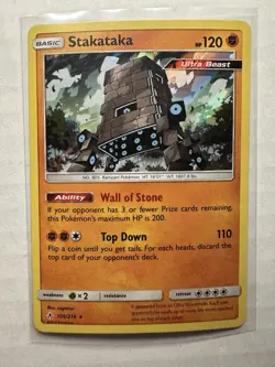 Stakataka Pokemon TCG SM Unbroken Bonds Holographic Rare Card 106/214 LP - Image 1