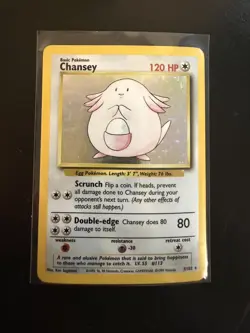 Pokemon TCG Chansey Base Set Holo Unlimited Rare Card 3/102 Vintage WOTC - Image 1