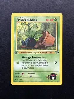 70/132 Erika’s Oddish 1st Edition Gym Challenge Pokemon Card Rare NM WOTC - Image 1