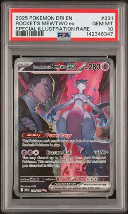 2025 POKEMON DRI EN-DESTINED RIVALS #231 TEAM ROCKET'S MEWTWO EX PSA 10 - Image 1