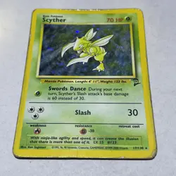 Pokemon TCG Scyther Base Set 2 Holo Unlimited Rare Card 17/130 - Image 2