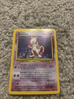 Pokemon Mewtwo Base Set Holo Rare 10/102 60 HP 10+ 1999 English Psychic - Image 1