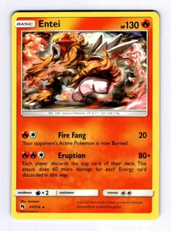 Entei SM - Lost Thunder #47 (2018) Rare NM Pokemon - Image 1