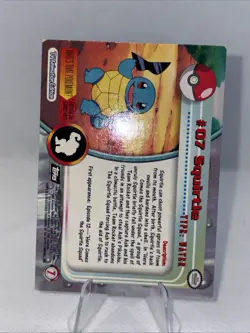 1999 Topps Pokemon #07 Squirtle (TV Animation Series 1) 1st Print Blue Logo NM - Image 2