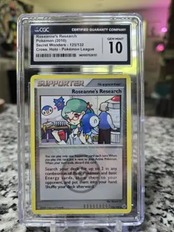 CGC 10 Roseanne's Research Crosshatch Holo 125/132 Pokemon League 2010 Pokemon - Image 1