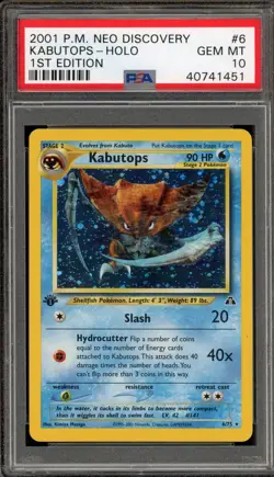 Pokemon Kabutops Neo Discovery 1st Edition Holo Rare #6 PSA 10 Gem Mint - Image 1