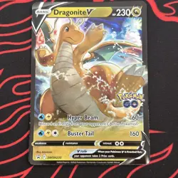 Dragonite V SWSH236 Black Star Promo Pokemon Go Stamp LP 1 - Image 1