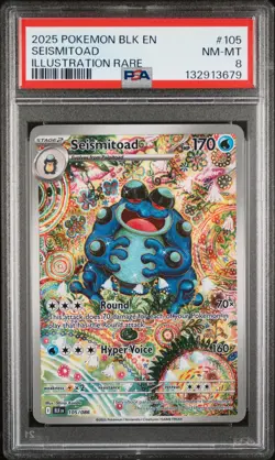 2025 POKEMON BLK EN-BLACK BOLT ILLUSTRATION RARE #105 SEISMITOAD PSA 8 - Image 1